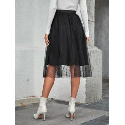 SHEIN X Belinda Chain Detail Dobby Mesh Overlay Skirt