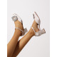 Jewelled Decor Square Toe Chunky Heeled Ankle Strap Pumps