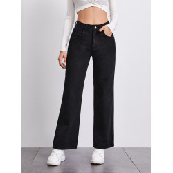 SHEIN Stone Wash Middle Waisted Straight Jeans