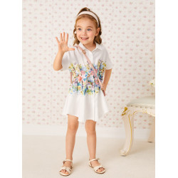 SHEIN Toddler Girls Floral Print Button Front Dress
