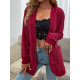 Waffle Knit Open Front Pocket Front Cardigan