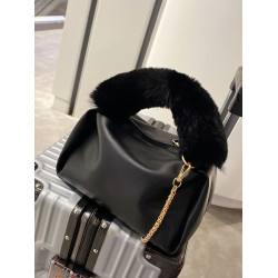 Minimalist Fluffy Handle Chain Bucket Bag